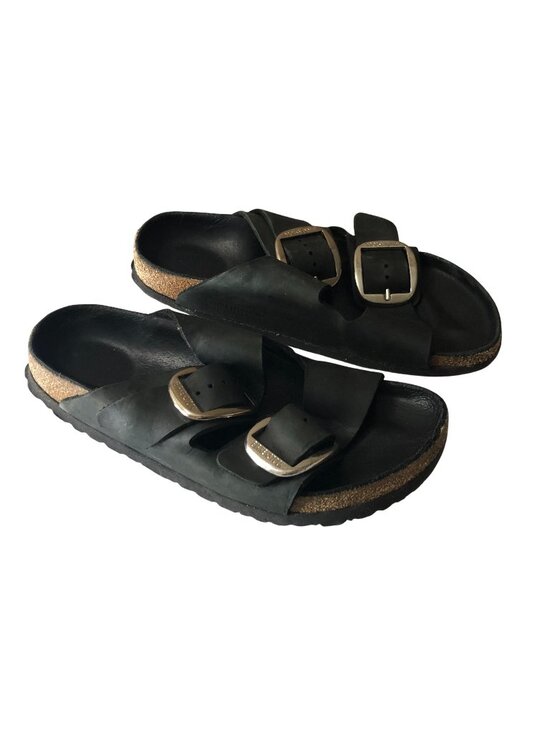 Birkenstock Shoes - Birkenstock Arizona Big Buckle Sandals Black Oiled Leather Silver Buckle 38 US 7